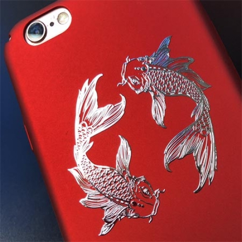 太极鱼电镀手机电脑金属贴纸